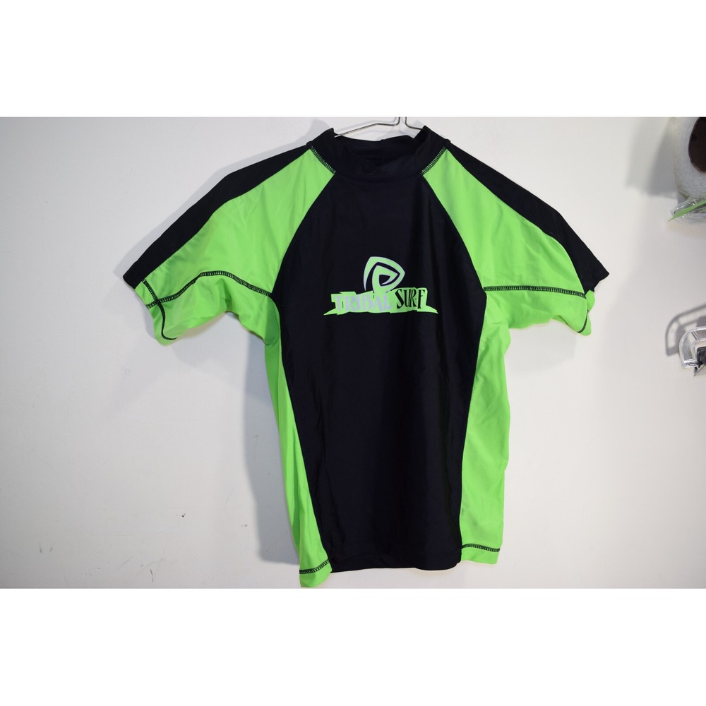 Tribal Surf Rash Guard Beach Swim Sunblock UPF Sun Shirt BOYS S 8 Black Green
